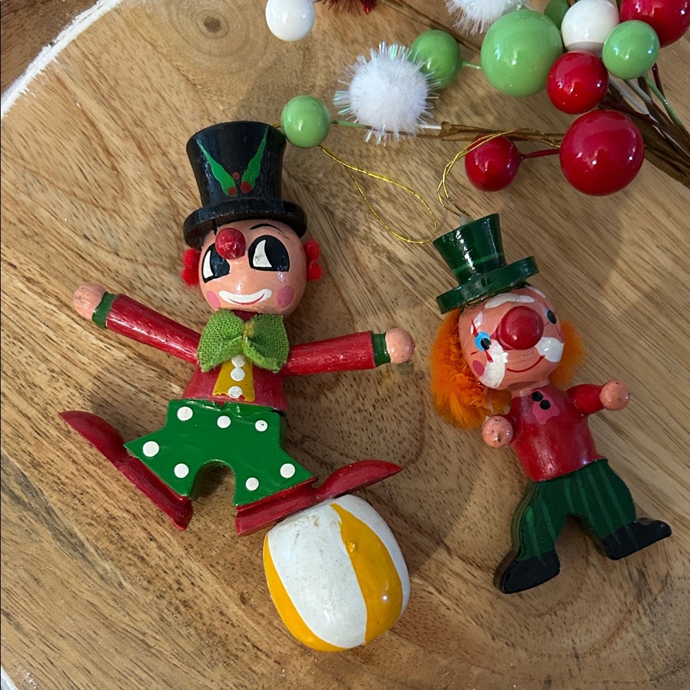 Clown Christmas tree ornaments (1 made in Taiwan) vintage clowns colorful cute